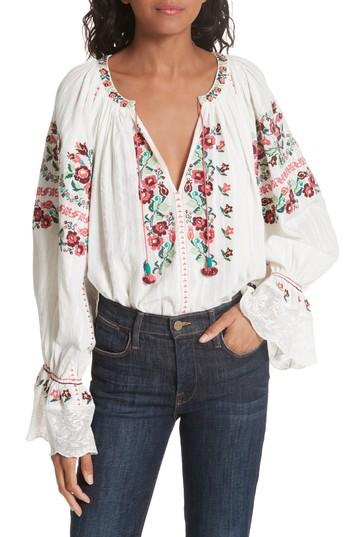 Women's Ulla Johnson Devra Embroidered Blouse - Beige