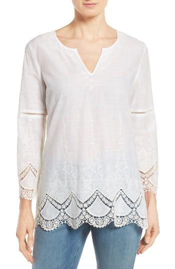 Women's Nydj Embroidered Voile Top - White