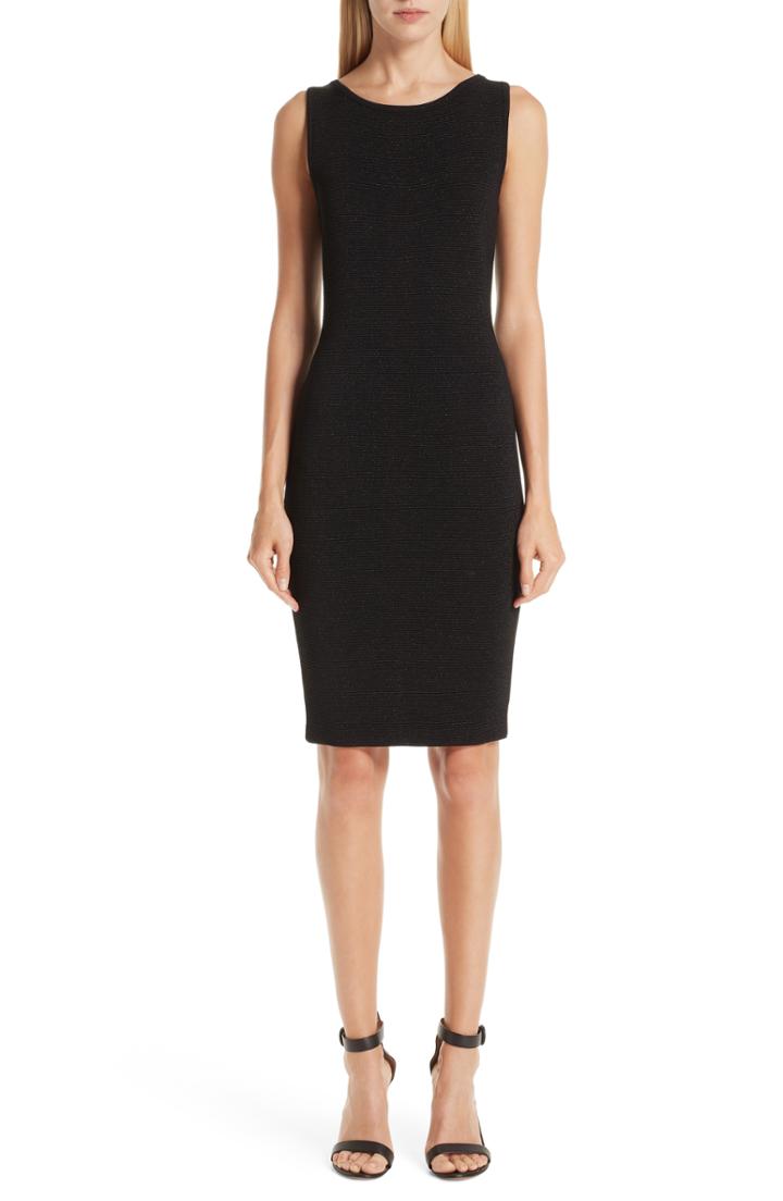 Women's St. John Collection Shimmer Ottoman Knit Sheath Dress - Black