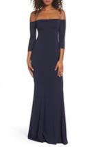 Women's Katie May Brentwood Three-quarter Sleeve Off The Shoulder Gown - Blue