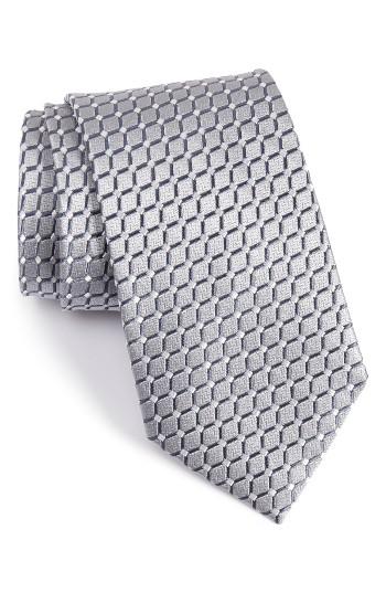 Men's Nordstrom Men's Shop Criss Cross Geometric Silk Tie, Size X-long - Metallic