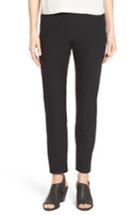 Petite Women's Eileen Fisher Stretch Crepe Slim Ankle Pants, Size P - Black