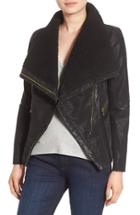 Women's Guess Faux Leather Moto Jacket With Faux Fur Trim