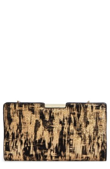 Milly Brushstroke Suede Frame Clutch - Metallic
