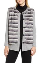 Women's Ming Wang Faux Fur Front Knit Jacket - Grey
