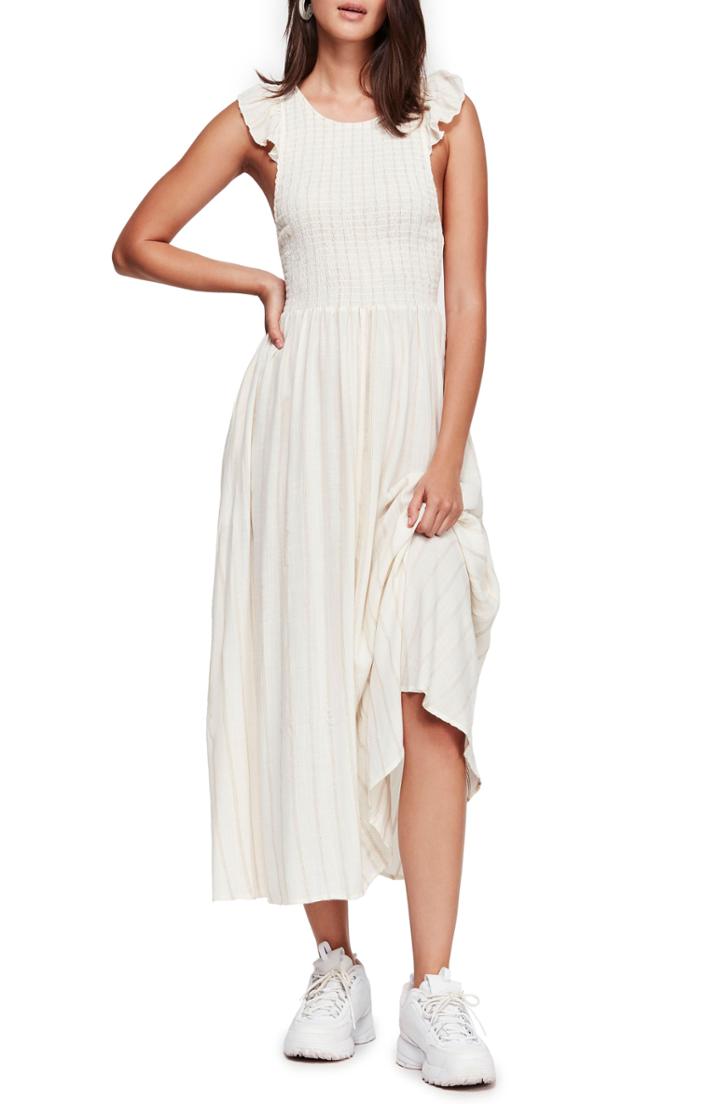 Women's Free People Butterflies Chambray Midi Dress - Ivory