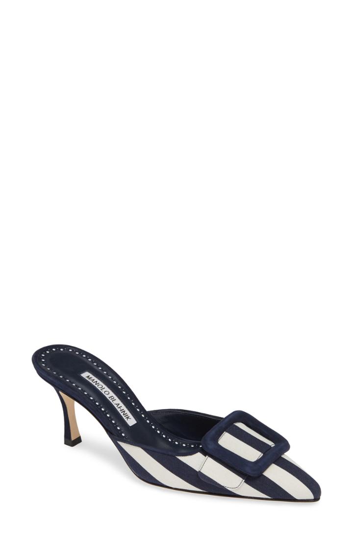 Women's Manolo Blahnik Maysalebi Buckle Mule .5us / 34.5eu - Blue