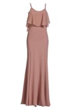 Women's Dress The Population Diana Cold Shoulder Side Slit Gown, Size - Pink