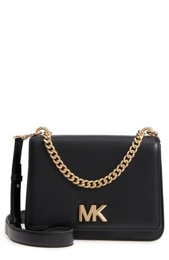 Michael Kors Large Mott Chain Swag Leather Shoulder Bag - Black