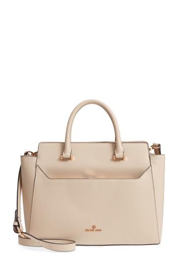 Celine Dion Grazioso Faux Leather Satchel - Beige