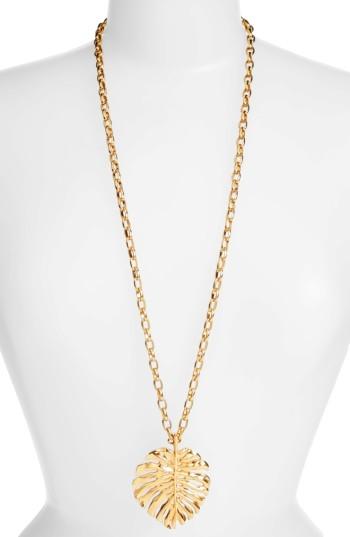 Women's Oscar De La Renta Monstera Leaf Pendant Necklace