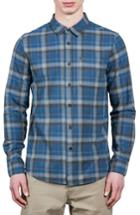 Men's Volcom Caden Plaid Flannel Sport Shirt - Blue