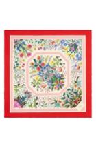 Women's Gucci Festival Floral Square Silk Scarf, Size - Red