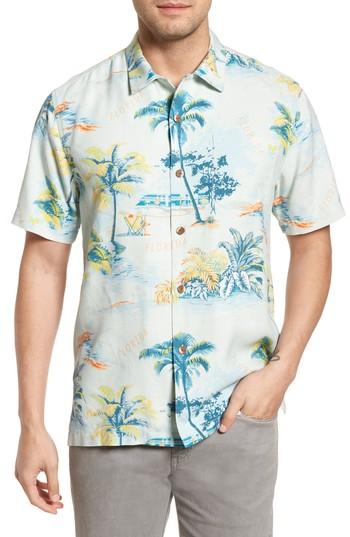 Men's Tommy Bahama Florida Palms Regular Fit Silk Camp Shirt - Blue