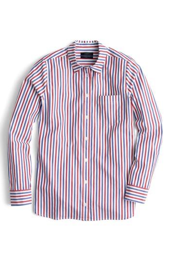 Women's J. Crew Stripe Boyfriend Shirt - Red