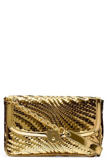 Cole Haan Genevieve Woven Metallic Leather Clutch - Metallic