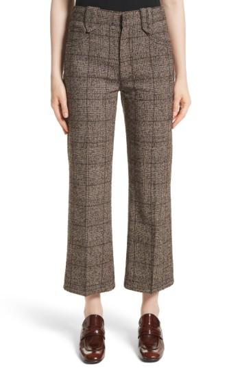 Women's Marc Jacobs Plaid Tweed Crop Pants - Brown