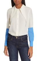 Women's Tory Burch Tassel Collar Silk Blouse - White