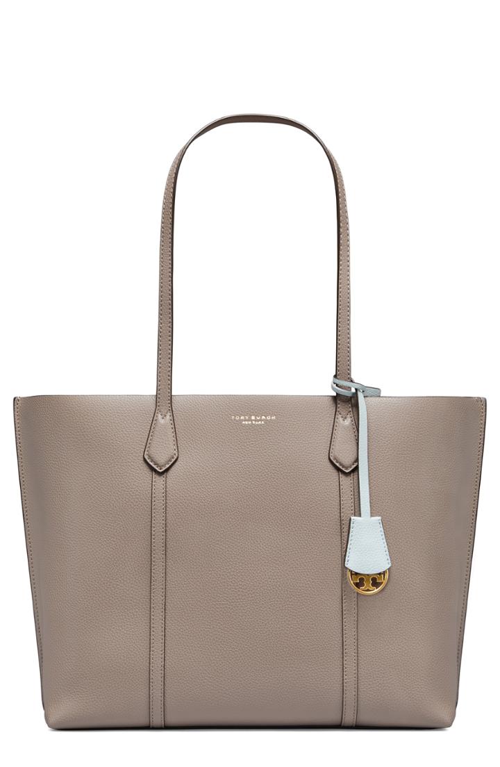 Tory Burch Perry Leather Tote - Grey