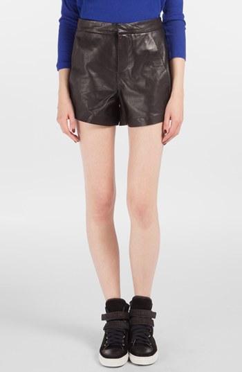 Maje 'doug' High Waist Leather Shorts