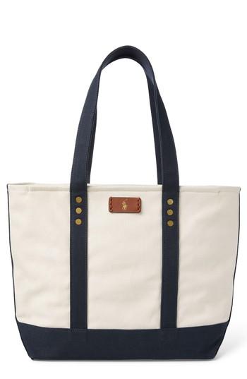 Polo Ralph Lauren Medium Pony Logo Canvas Tote - White