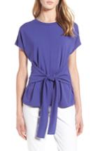 Petite Women's Halogen Wrap Detail Stretch Knit Top, Size P - Purple