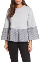 Women's Halogen Mix Knit Woven Top - Grey