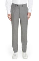 Men's Eleventy Slim Fit Pleated Stretch Wool Trousers R Eu - Grey