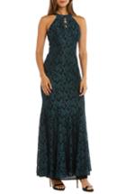 Women's Morgan & Co. Glitter Lace Trumpet Gown - Green