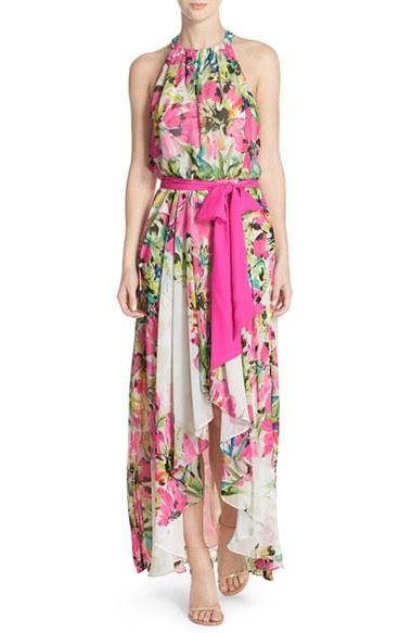 Women's Eliza J Floral Print Chiffon High/low Dress