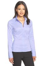 Petite Women's Boss 'bashina' Stretch Poplin Shirt P - Blue