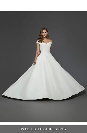 Women's Matthew Christopher Antoinette Off The Shoulder A-line Gown, Size - Ivory