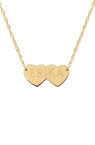Women's Jane Basch Designs Double Heart Name Pendant Necklace