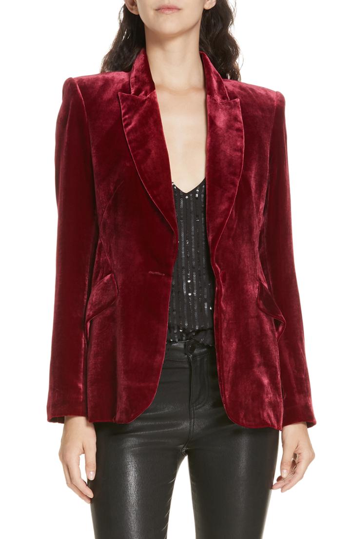 Women's L'agence Velvet Blazer - Burgundy
