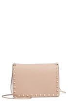 Women's Valentino Garavani Rockstud Leather Pouch Wallet On A Chain - Beige