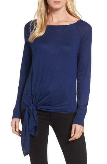 Women's Halogen Tie-front Sweater - Blue