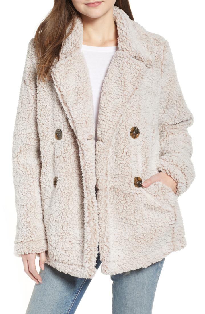 Women's Thread & Supply Double Breasted Fleece Coat - Pink