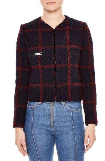 Women's Sandro Crop Tweed Jacket - Blue