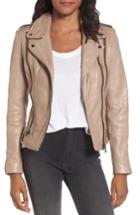 Women's Lamarque Leather Moto Jacket - Beige