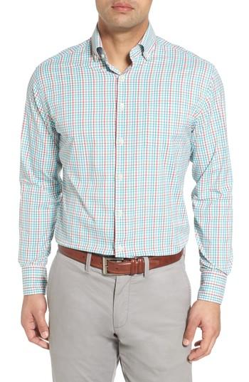 Men's Peter Millar Gunn Regular Fit Tattersall Sport Shirt, Size - White
