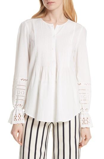 Women's Veronica Beard Mili Eyelet Sleeve Top - White