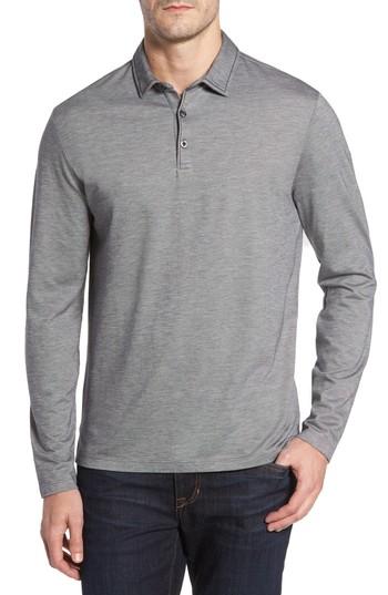 Men's Robert Barakett Warner Long Sleeve Polo, Size - Grey