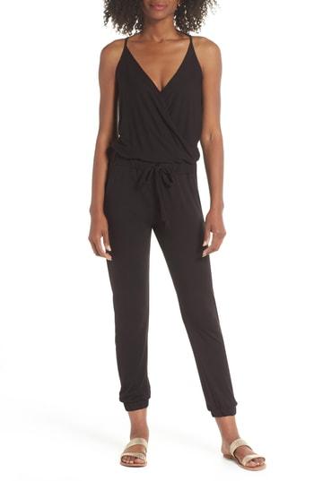 Women's Elan Surplice Cover-up Jumpsuit - Black
