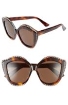 Women's Gucci 52mm Cat Eye Sunglasses - Havana/ Brown