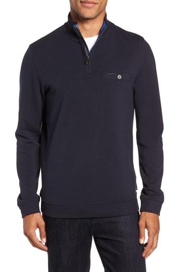 Men's Ted Baker London Peper Trim Fit Half Zip Pullover (m) - Blue