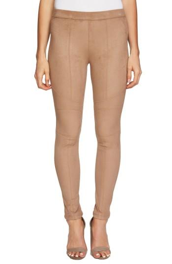 Women's 1.state Seamed Faux Suede Leggings, Size - Beige