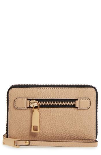 Women's Marc Jacobs 'gotham' Leather Phone Wallet - Beige