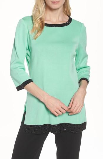 Women's Ming Wang Bead Trim Tunic - Green