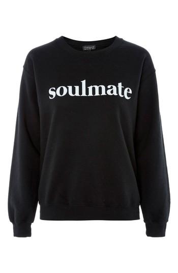 Women's Topshop Soulmate Graphic Sweatshirt - Black
