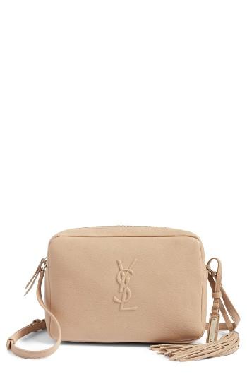 Saint Laurent Small Mono Leather Camera Bag - Beige